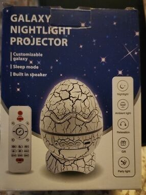 Galaxy Nightlight Projector - White Crackle Egg with Built-in Speaker